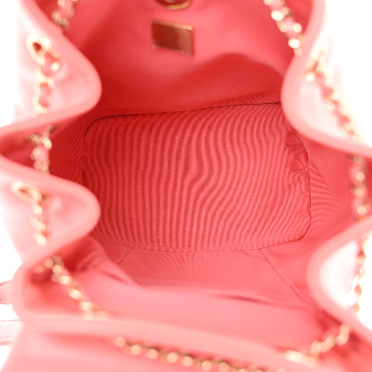 Lambskin Quilted Small Duma Drawstring Backpack Pink