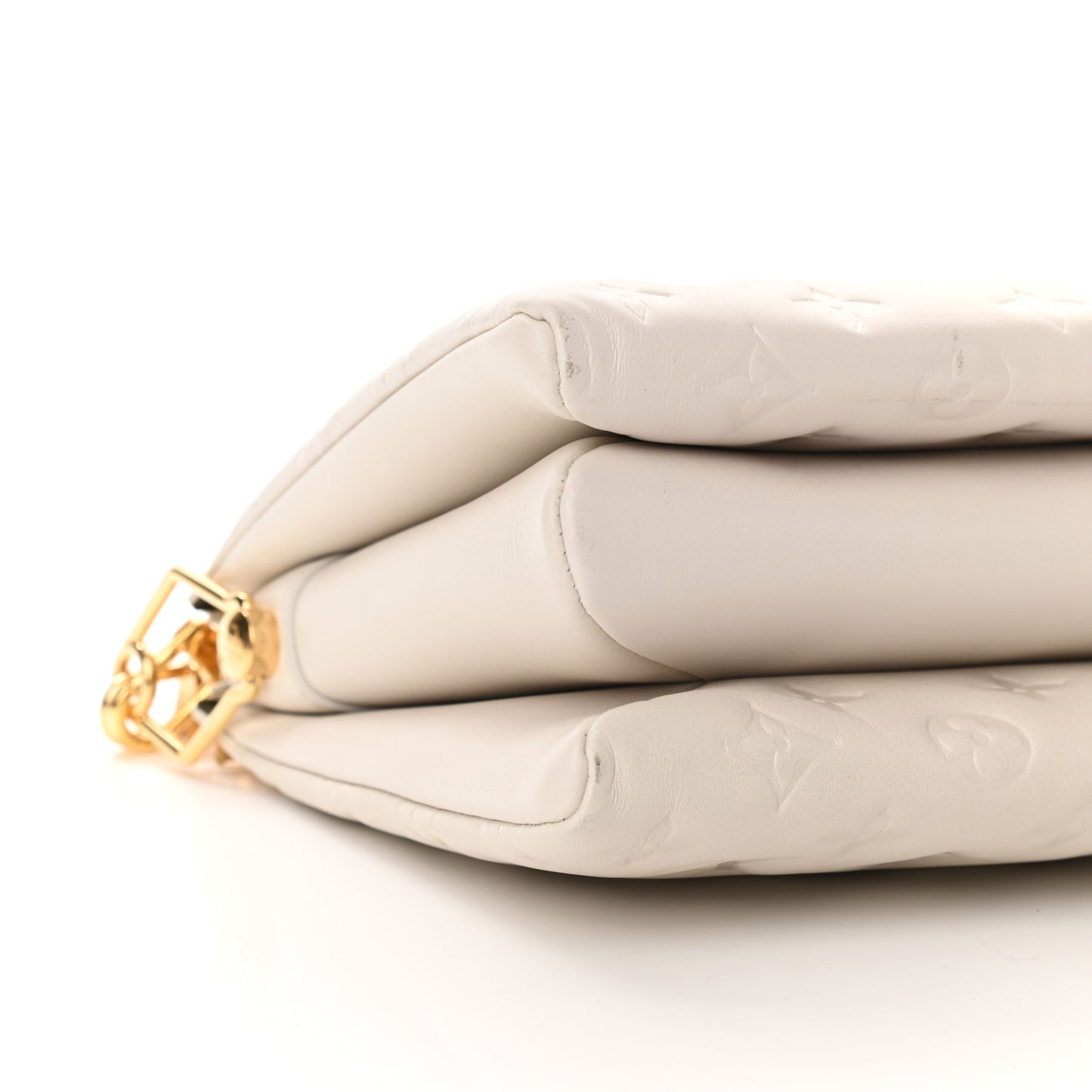 Lambskin Embossed Monogram Coussin PM Beige Cream