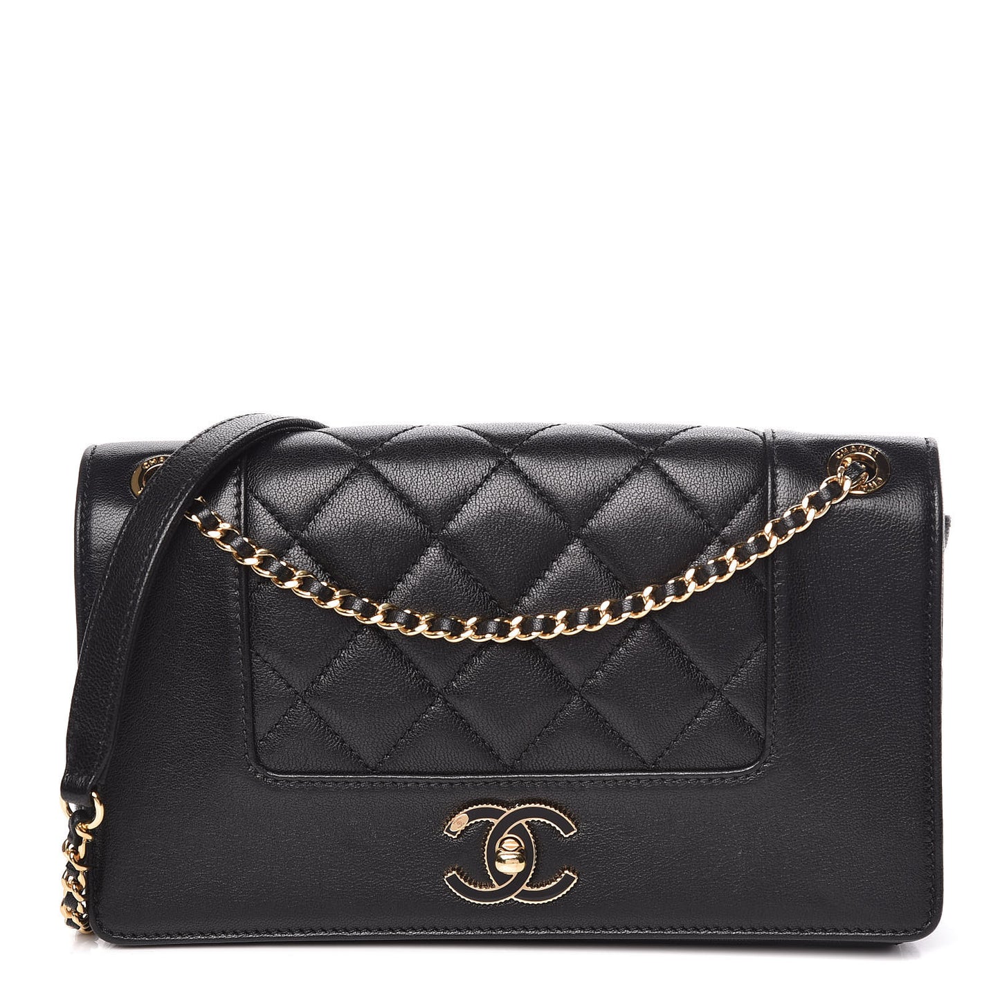 Sheepskin Quilted Medium Vintage Mademoiselle Flap Black