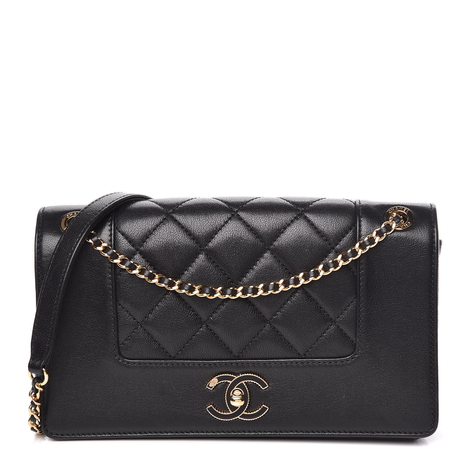 Chanel Sheepskin Quilted Medium Vintage Mademoiselle Flap Black 1 of 13