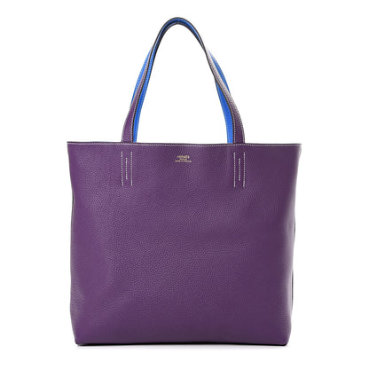 Hermes Taurillon Clemence Double Sens 45 Reversible Tote Bleu Zanzibar Ultraviolet 2 of 16