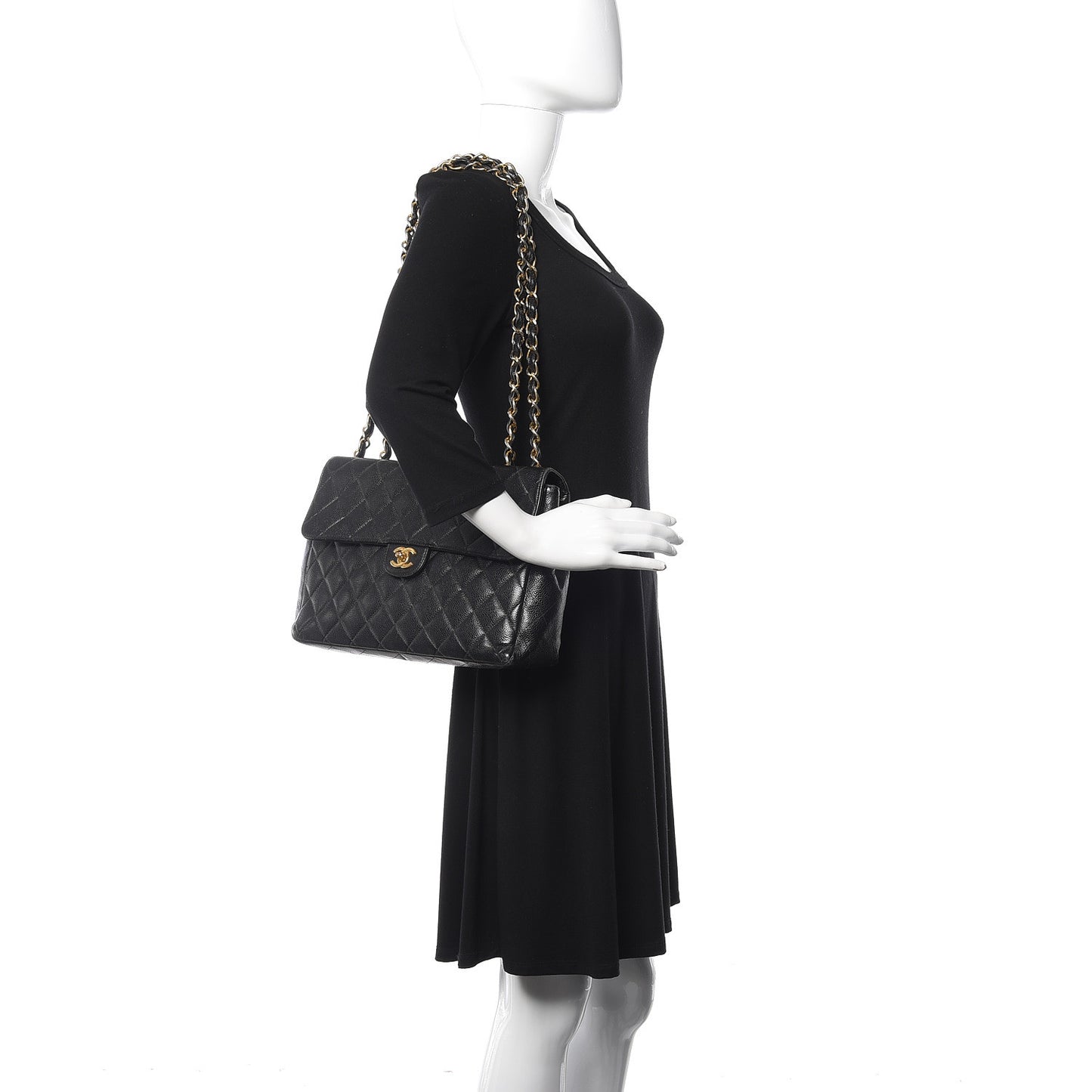 Caviar Quilted Jumbo Single Flap Black