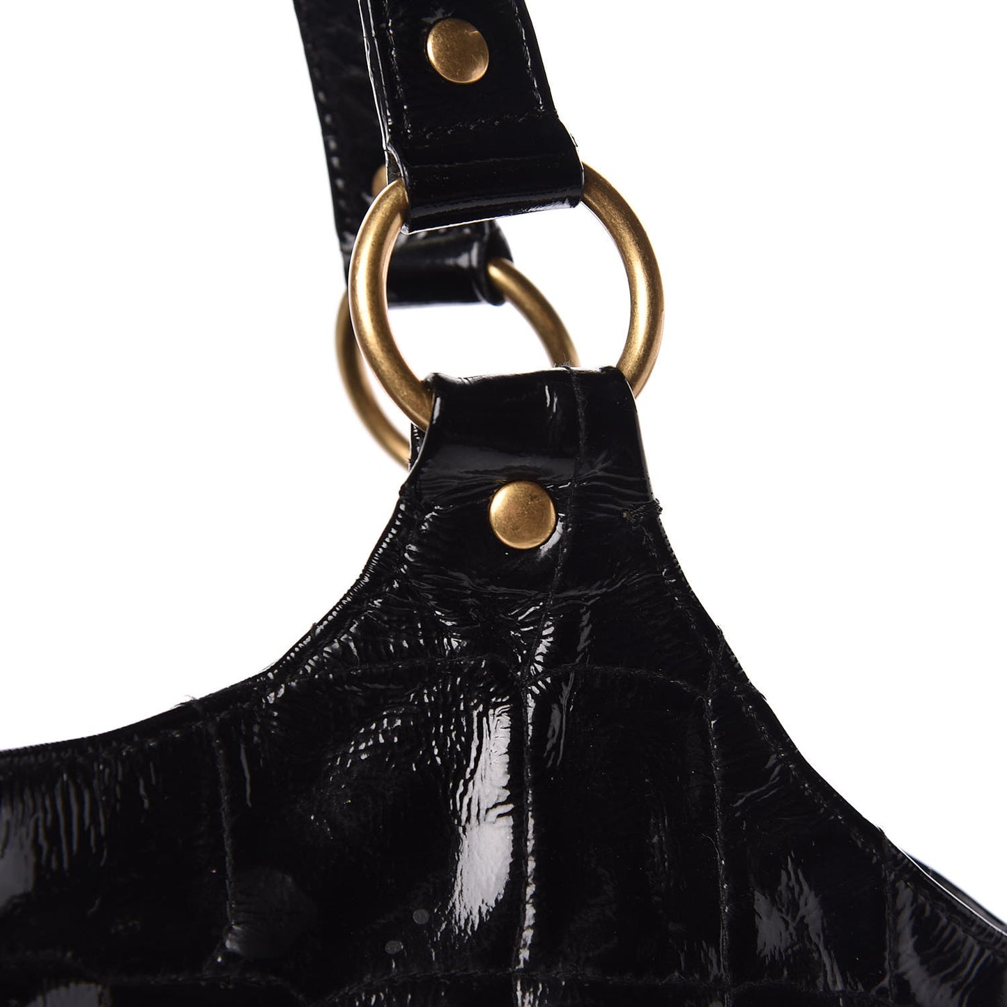 Patent Crocodile Embossed Tribute Tote Black