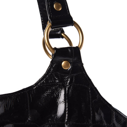 Saint Laurent Patent Crocodile Embossed Tribute Tote Black 14 of 16