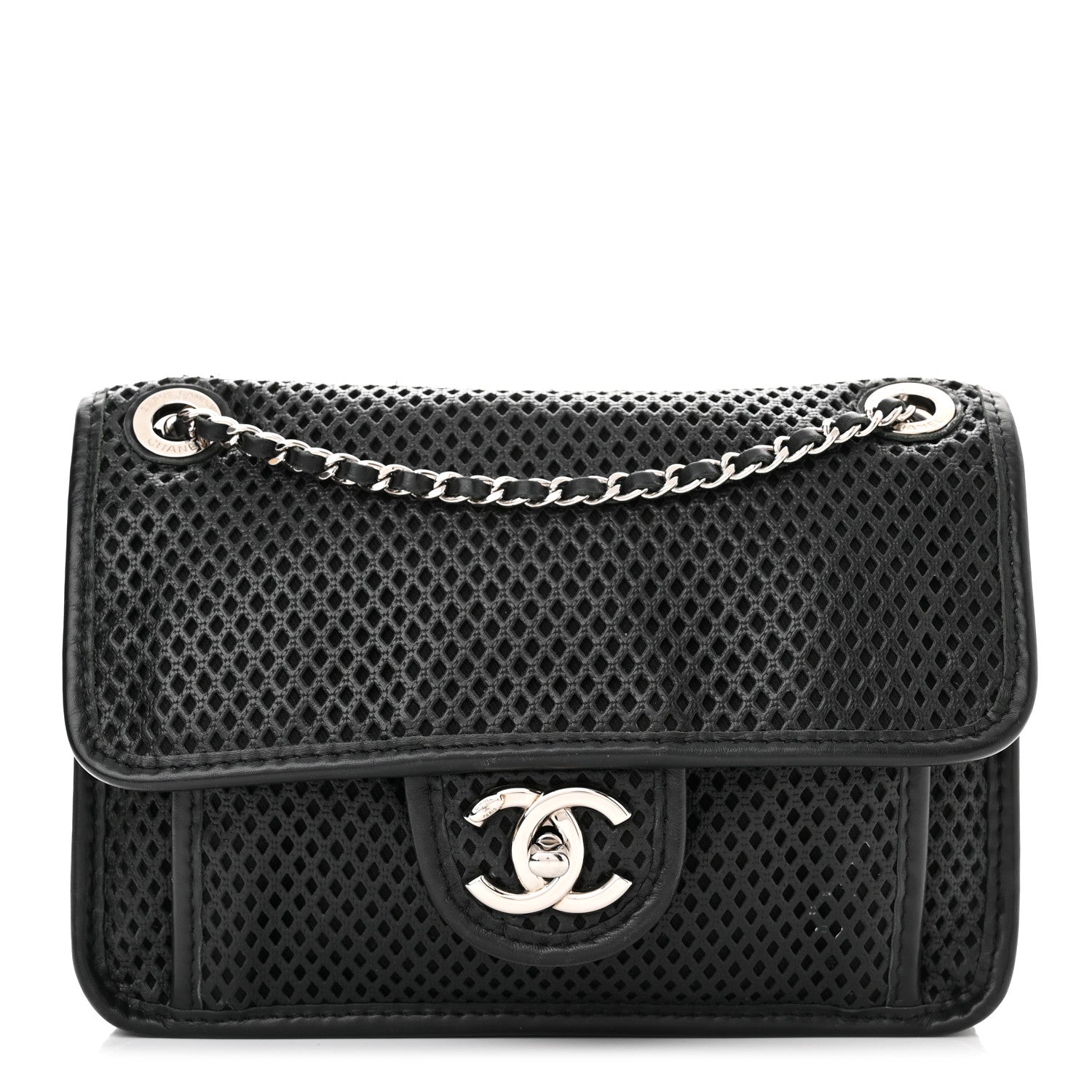 Chanel Metallic Perforated Calfskin Small Up In The Air Flap Black 1 of 10