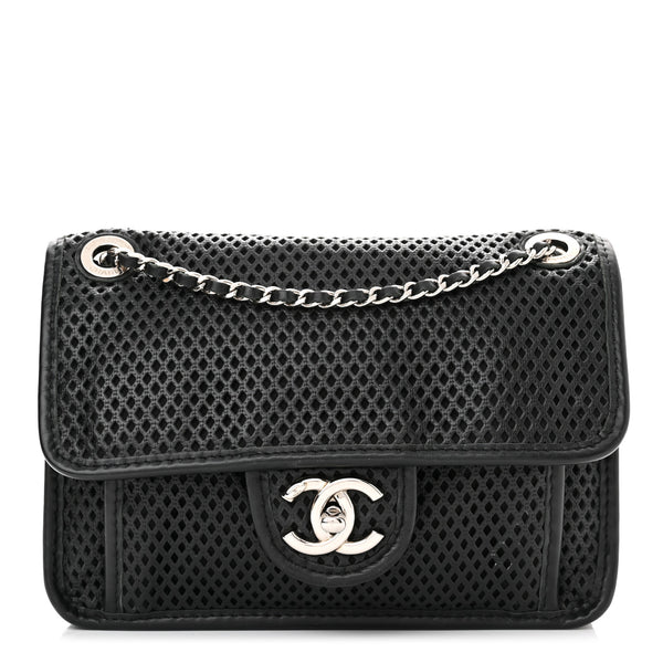 Chanel Metallic Perforated Calfskin Small Up In The Air Flap Black