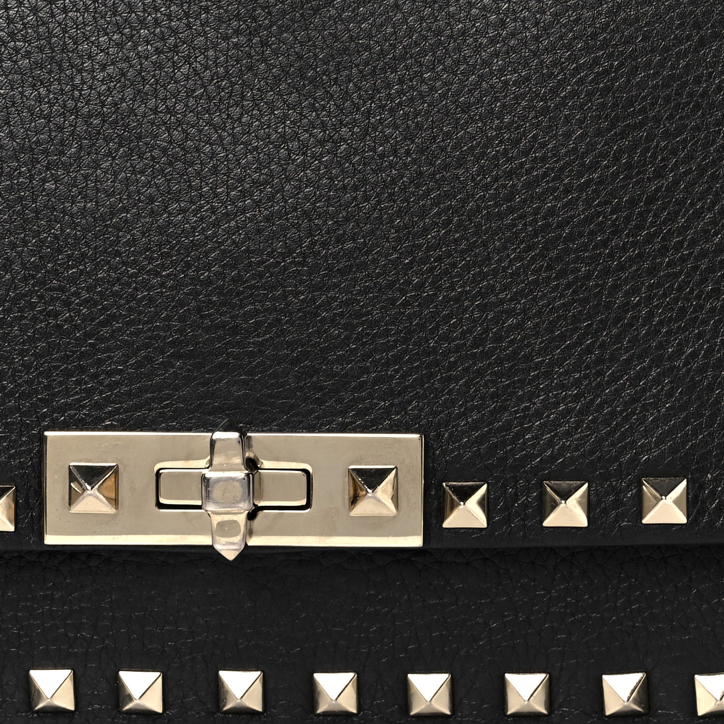 Pebbled Calfskin Small Rockstud Crossbody Flap Bag Black