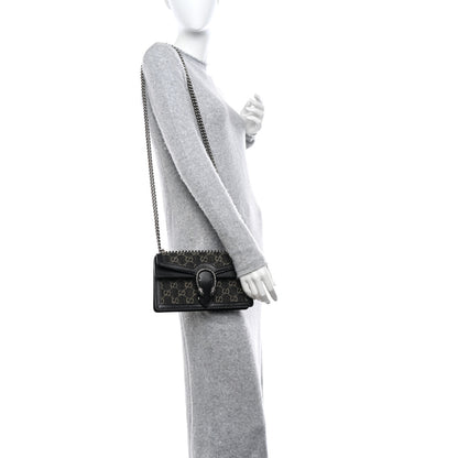 Gucci Jacquard Black Denim GG Monogram Textured Dollar Calfskin Small Dionysus Shoulder Bag Black Ivory 2 of 11