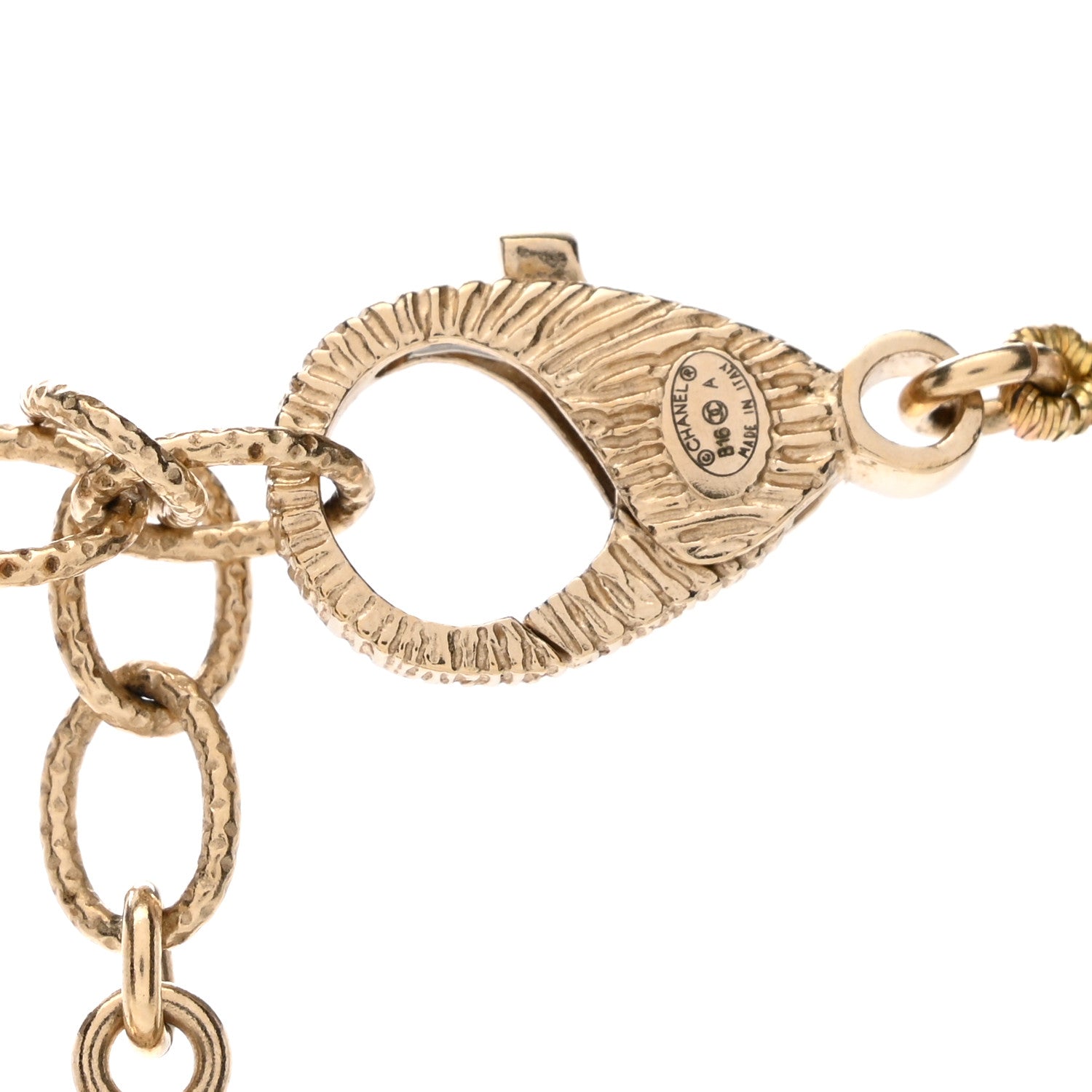 Chanel Marble Beaded CC Necklace Gold White 4 of 4