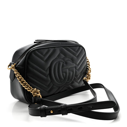 Gucci Calfskin Matelasse Small GG Marmont Chain Shoulder Bag Black 3 of 9
