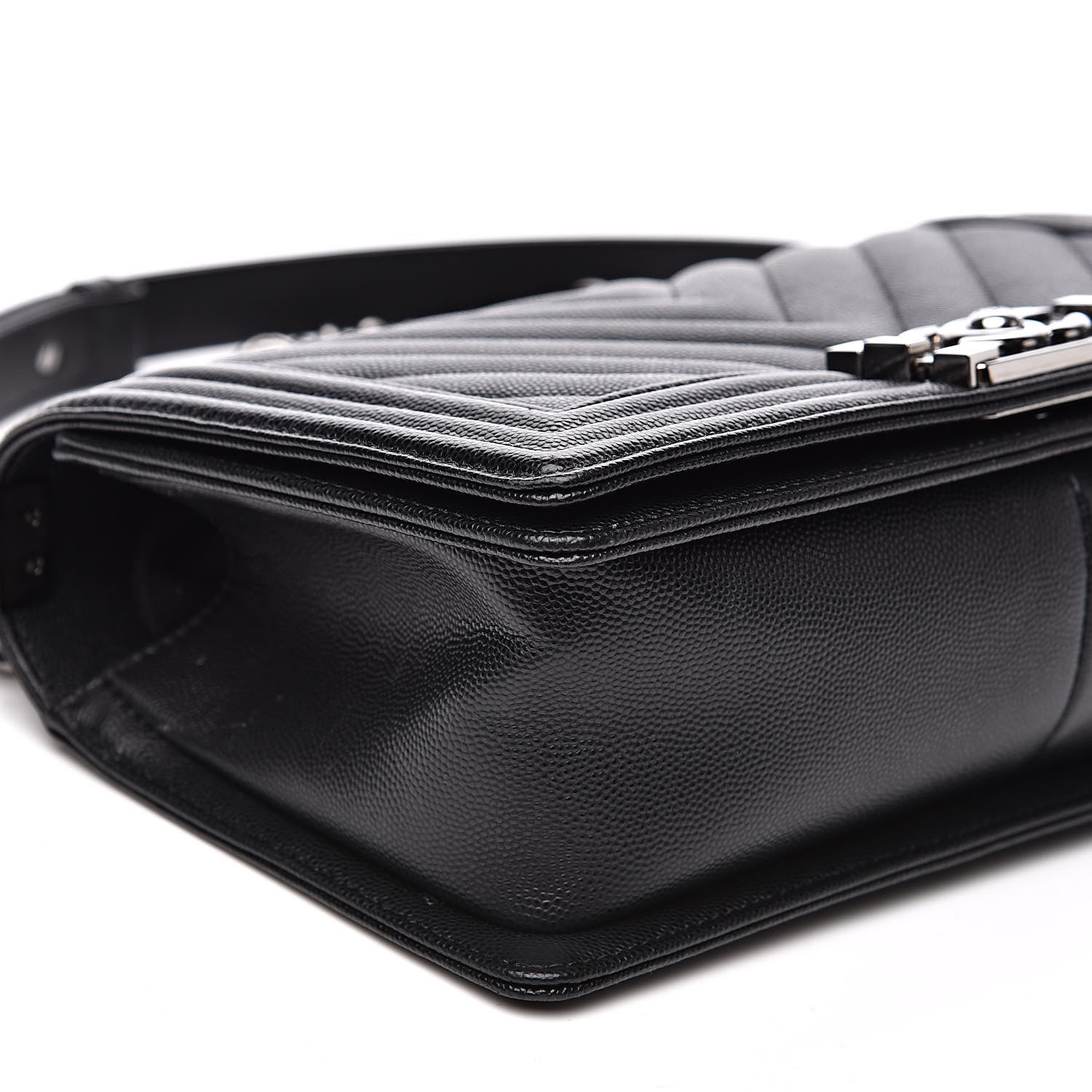 Chanel Caviar Chevron Quilted Medium Boy Flap Black 8 of 12