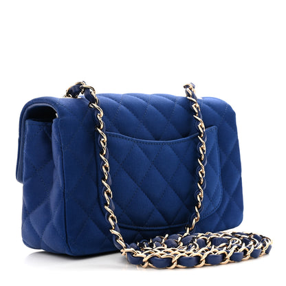 Chanel Satin Quilted Mini Rectangular Flap Blue 3 of 11