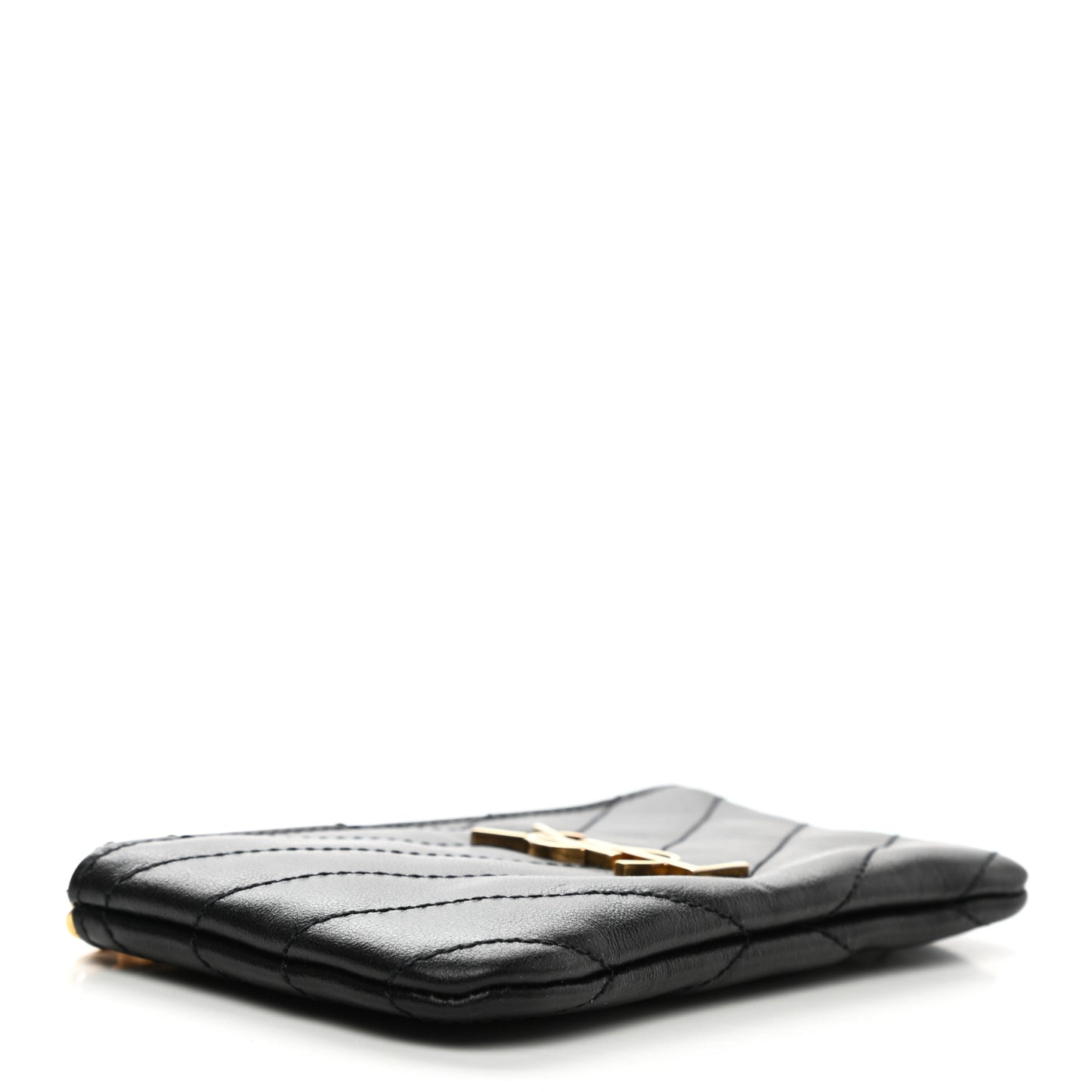 Calfskin Matelasse Monogram Key Pouch Black