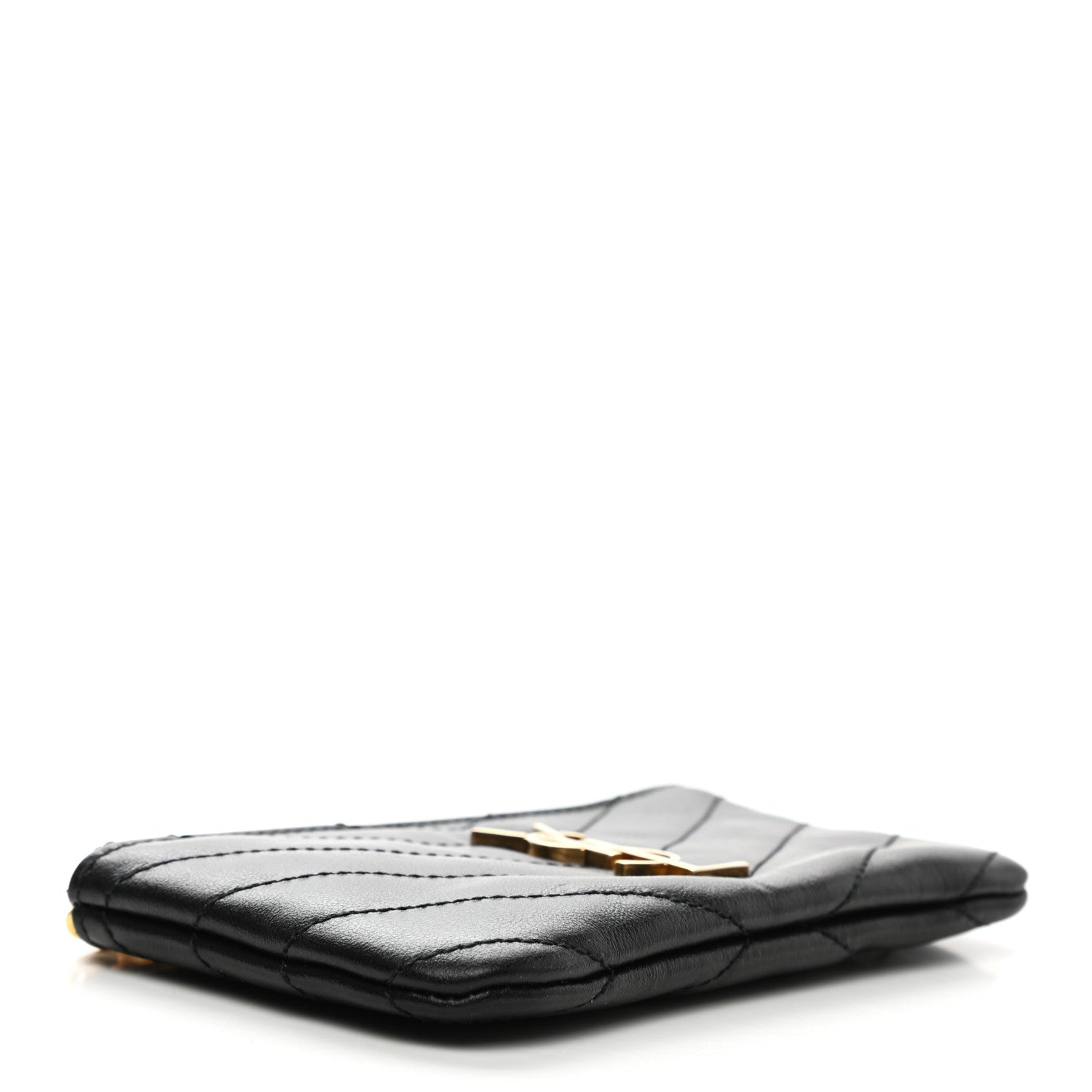 Saint Laurent Calfskin Matelasse Monogram Key Pouch Black 4 of 7