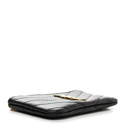 Saint Laurent Calfskin Matelasse Monogram Key Pouch Black 4 of 7