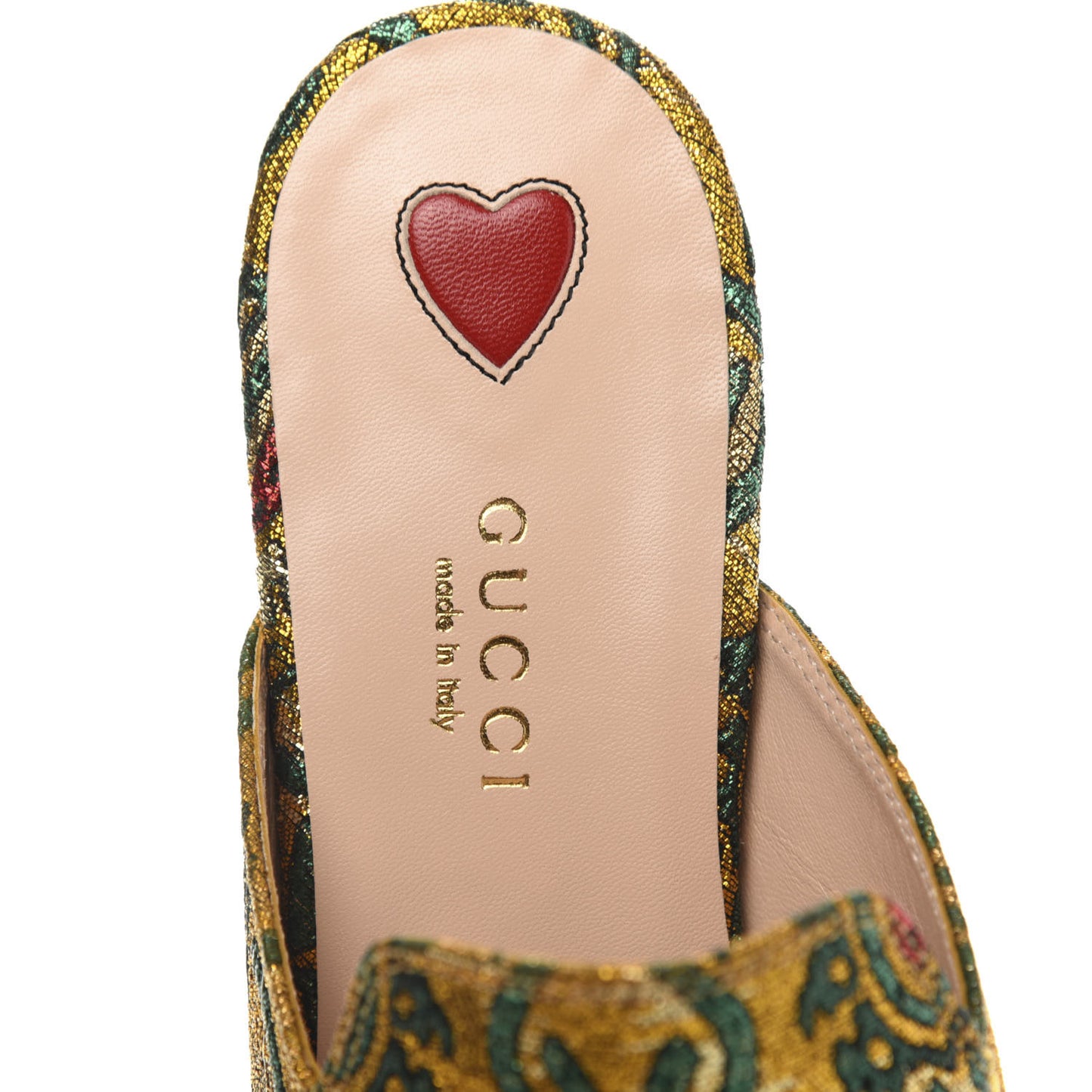 Iridescent Brocade Womens Princetown Slippers 35 Gold Multicolor