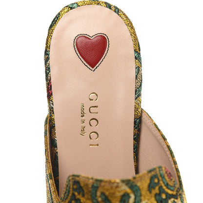 Gucci Iridescent Brocade Womens Princetown Slippers 35 Gold Multicolor 6 of 9