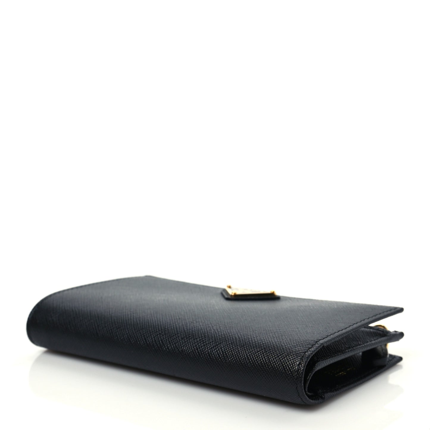 Saffiano Triangle Continental Zip Wallet Black