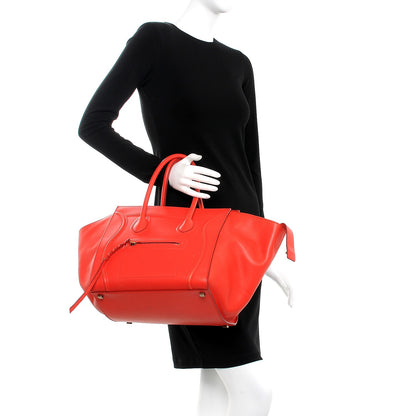 Celine Nappa Calfskin Medium Phantom Luggage Vermillion 2 of 11