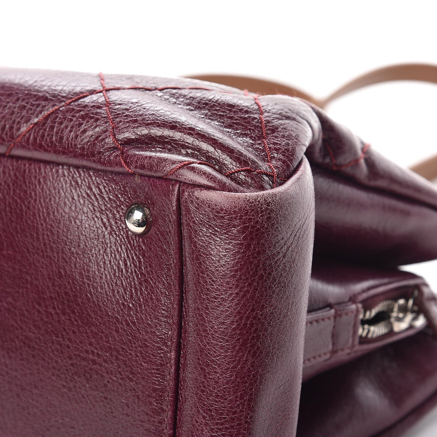 Glazed Calfskin On the Road Zip Tote Plum