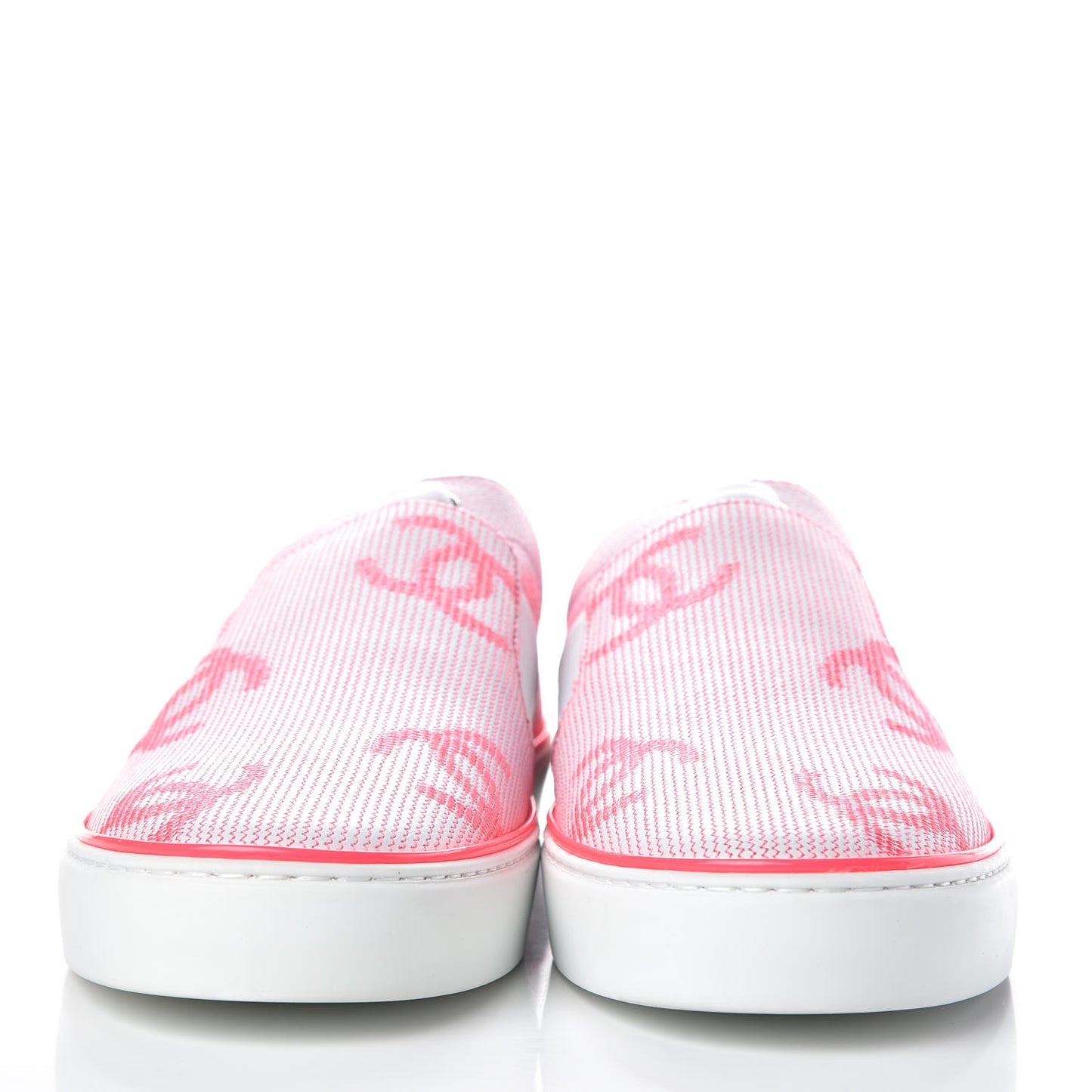 Embroidered Calfskin Womens CC Sneakers 40 White Fluo Pink