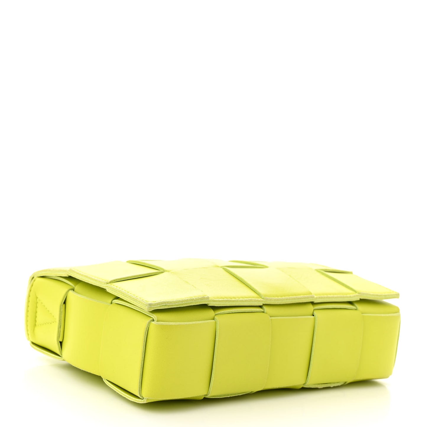 Lambskin Maxi Intrecciato Cassette Crossbody Bag Acid Kiwi