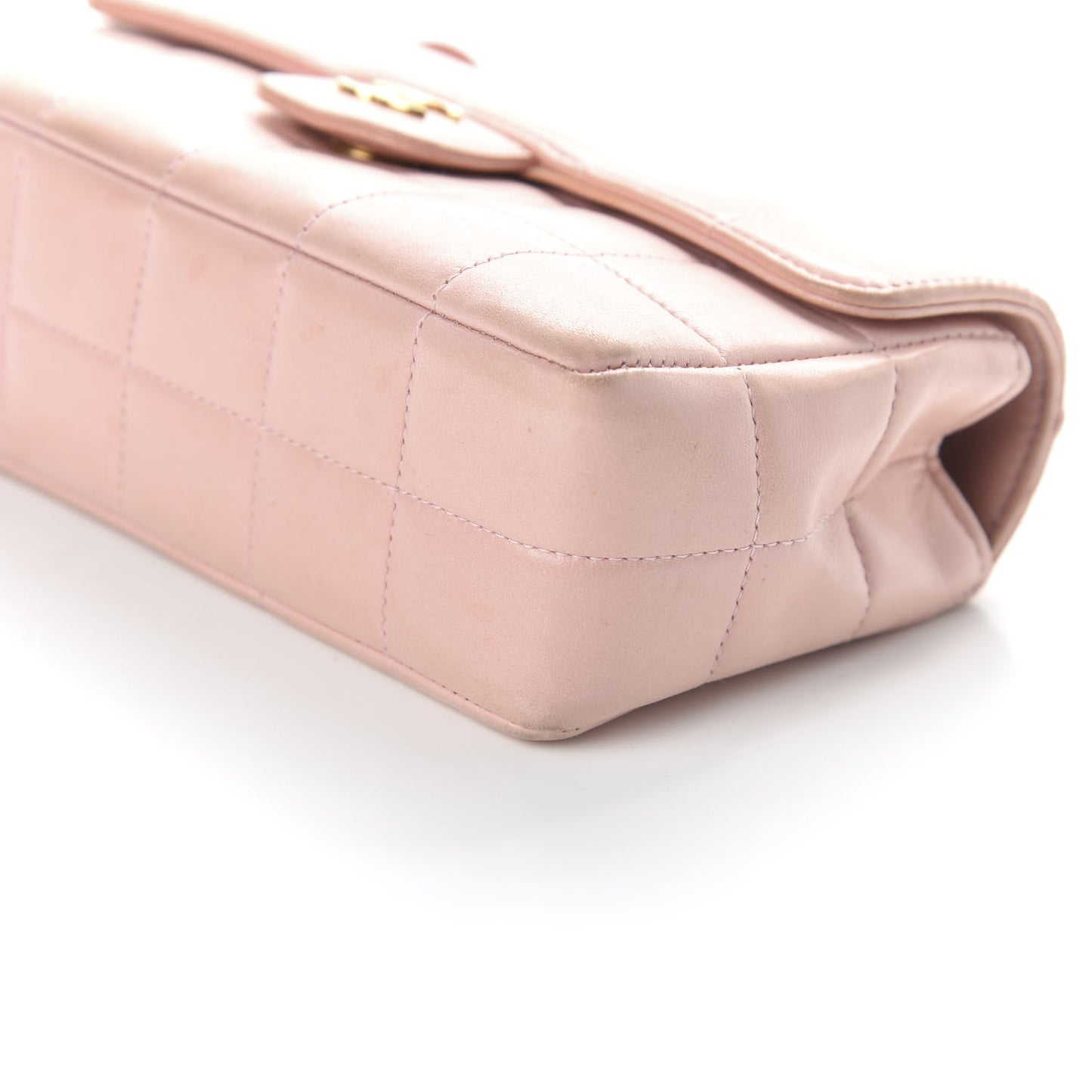 Lambskin Quilted Mini Chocolate Bar Camellia Flap Pink