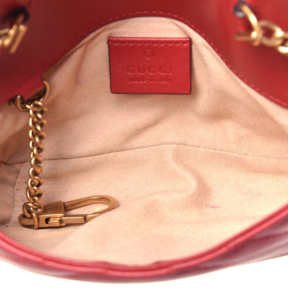 Gucci Calfskin Matelasse Super Mini GG Marmont Shoulder Bag Hibiscus Red 5 of 9