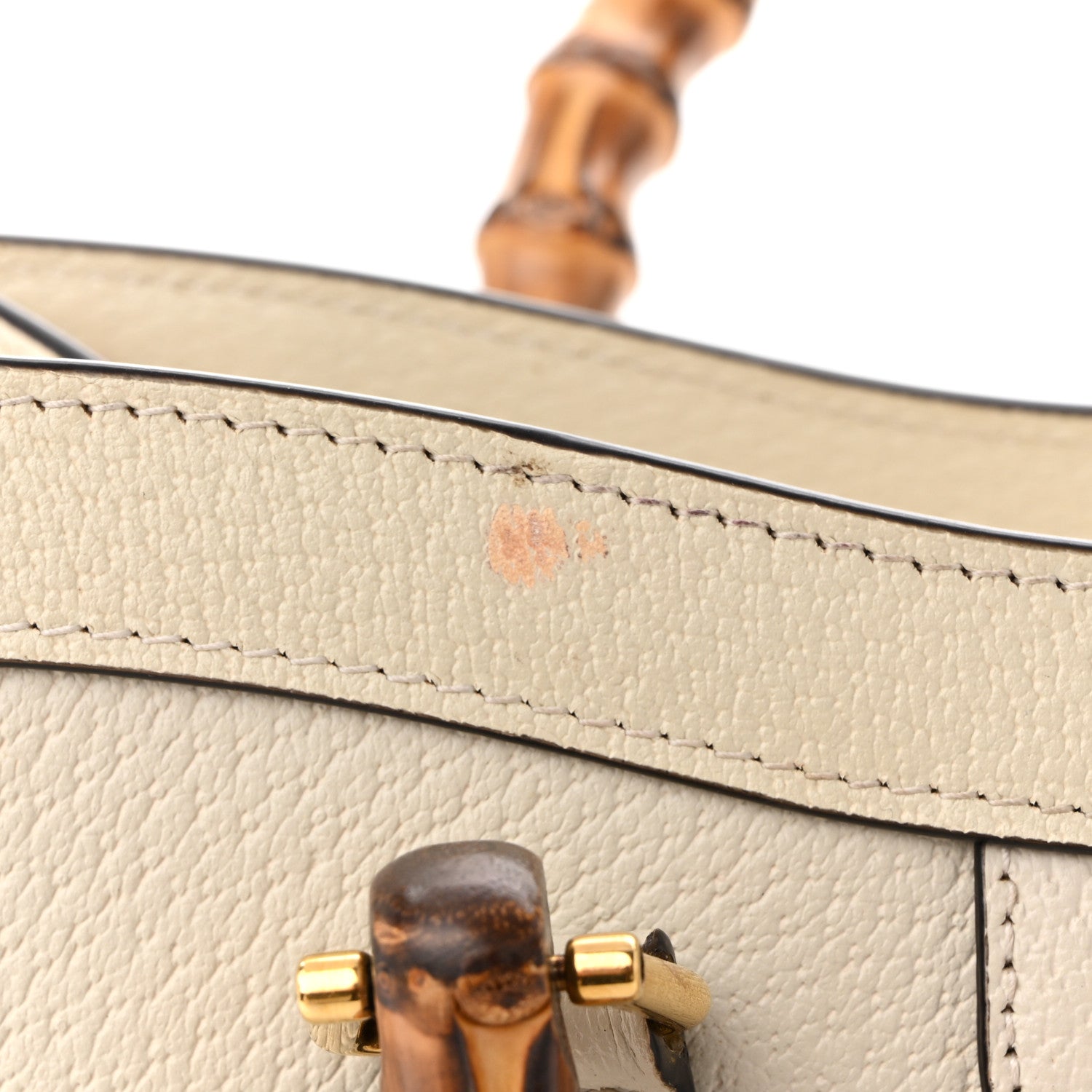 Gucci Textured Dollar Calfskin Web Small Diana Tote Bag Mystic White 11 of 11