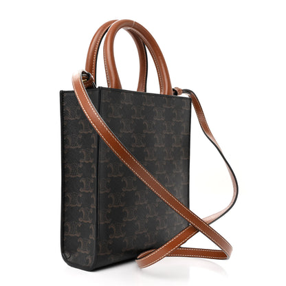 Celine Triomphe Canvas Calfskin Mini Vertical Cabas Tan 3 of 10