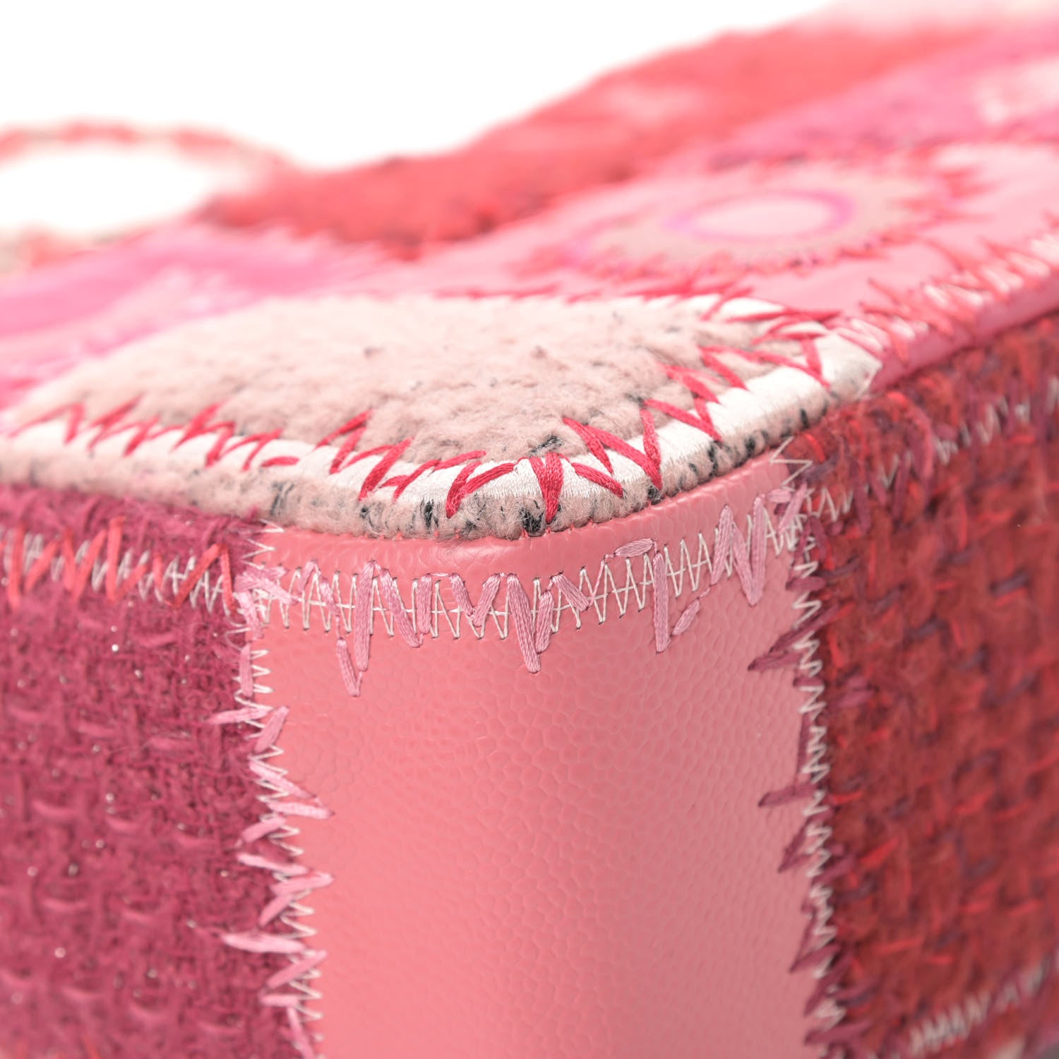 Chanel Tweed Patchwork Jumbo Single Flap Pink 12 of 14