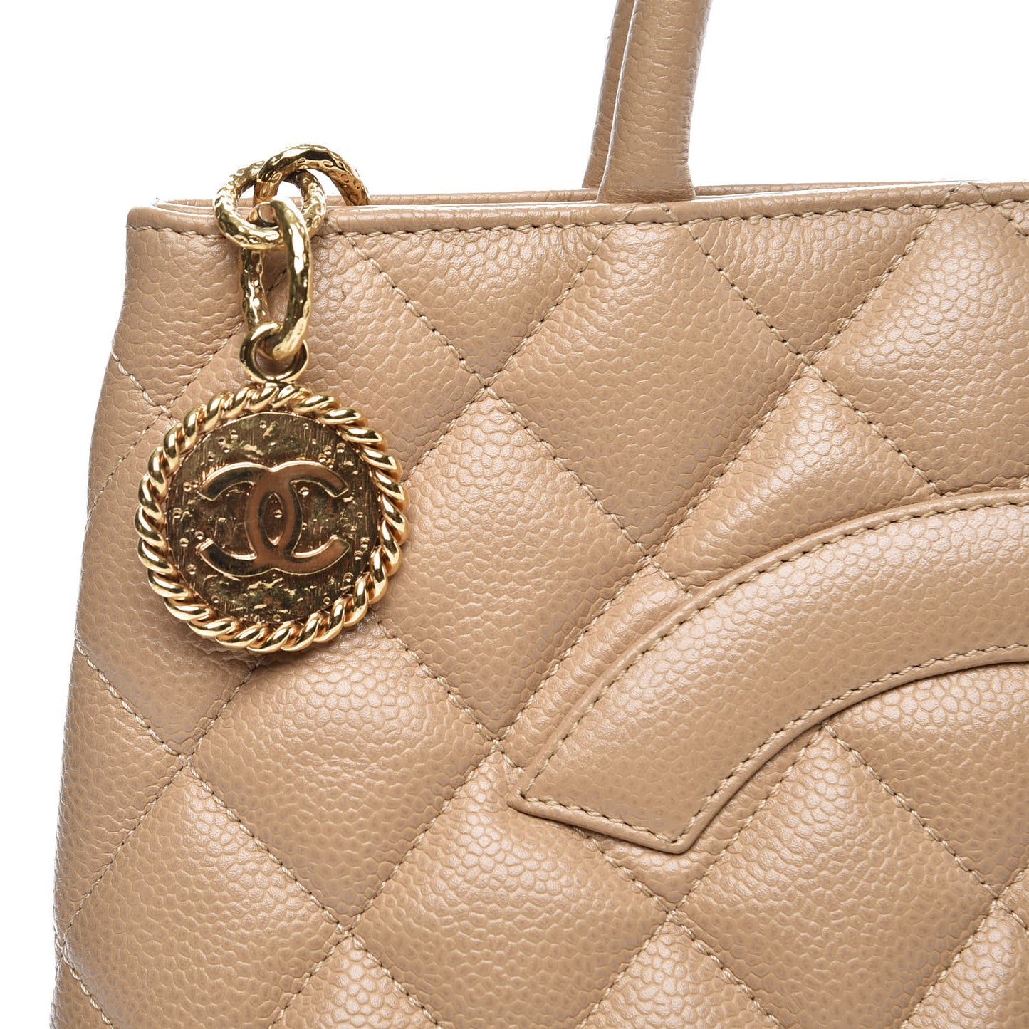 Caviar Quilted Medallion Tote Beige