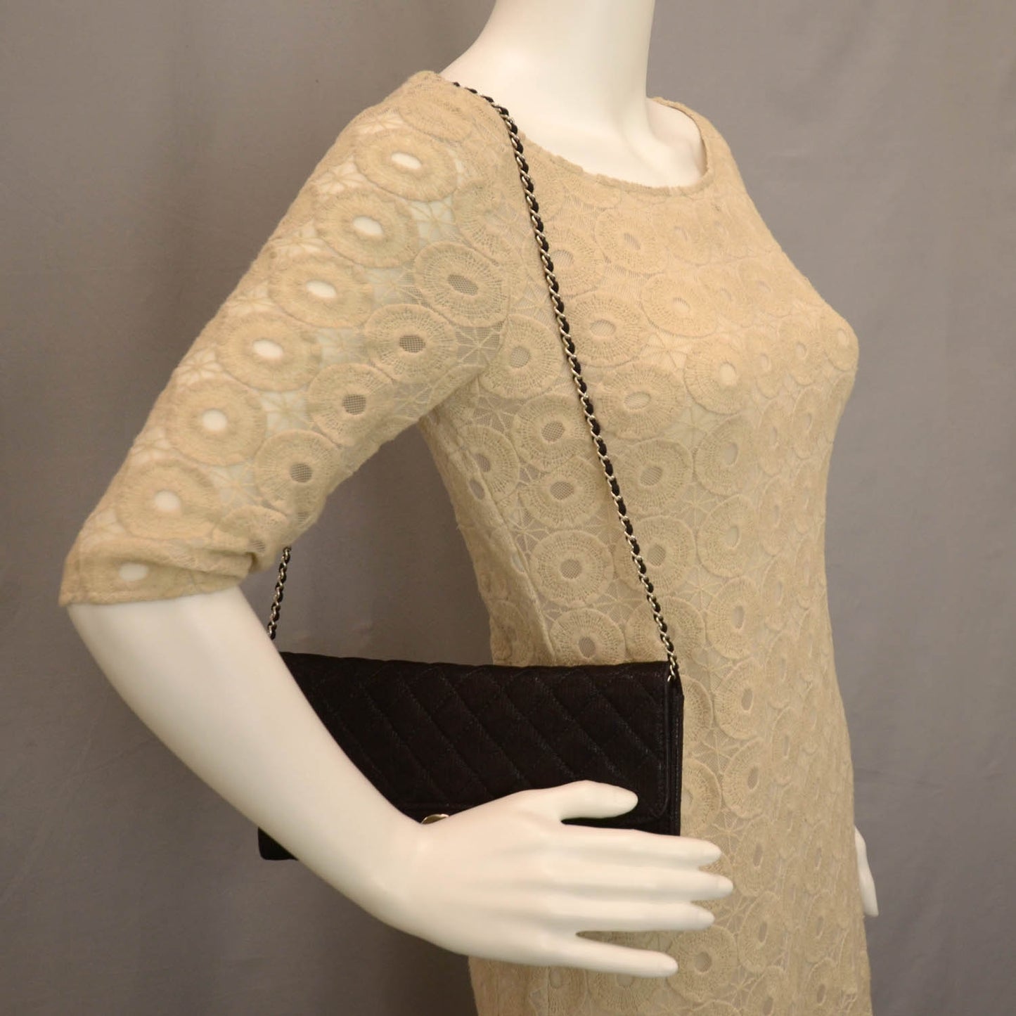 Woven Calfskin Clutch Bag Black