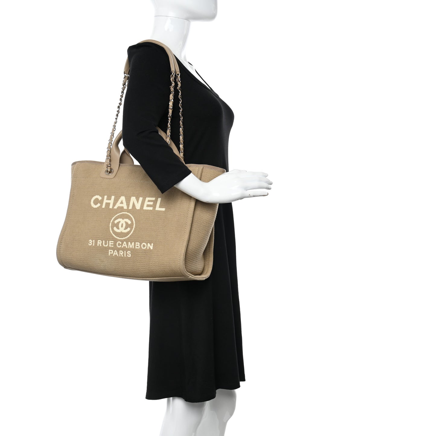 Mixed Fibers Small Deauville Tote Beige