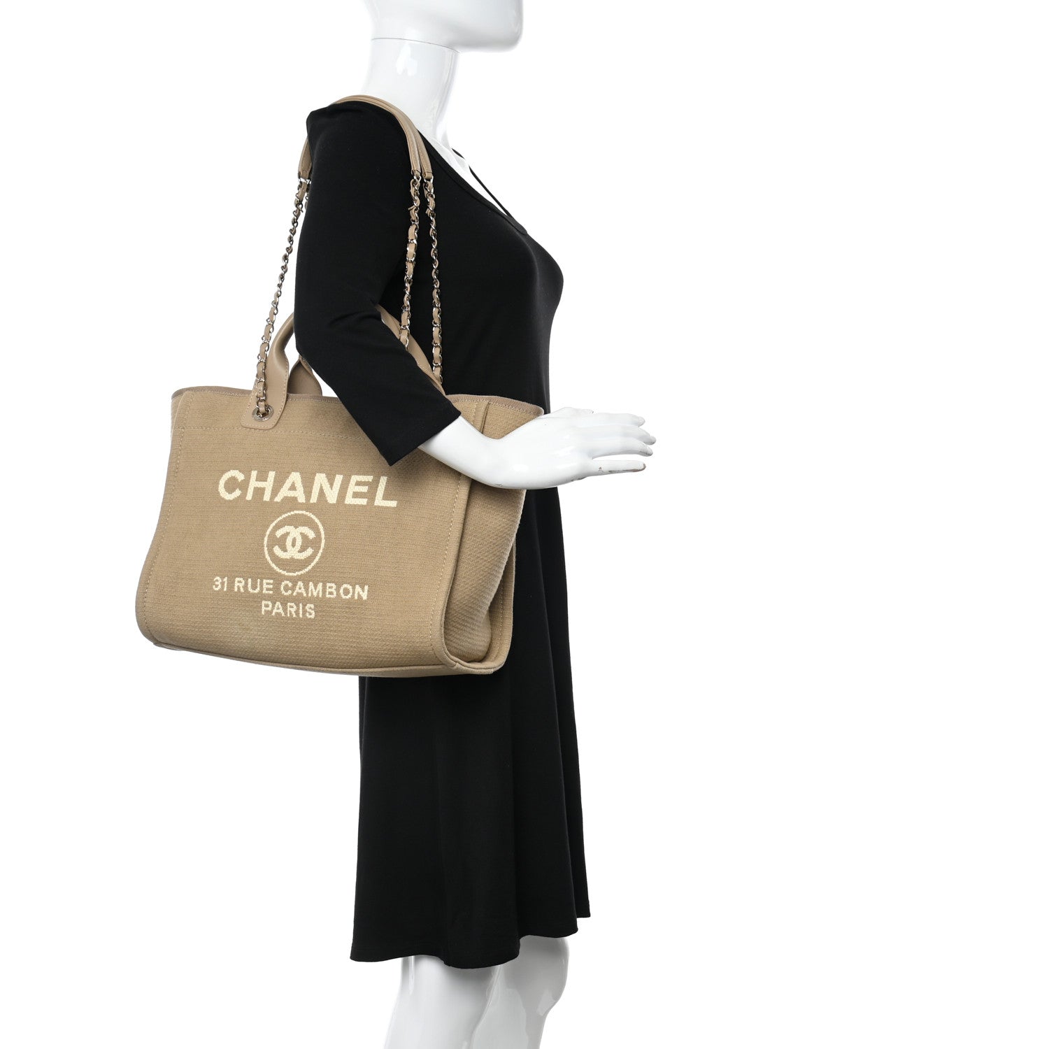 Chanel Mixed Fibers Small Deauville Tote Beige 2 of 10