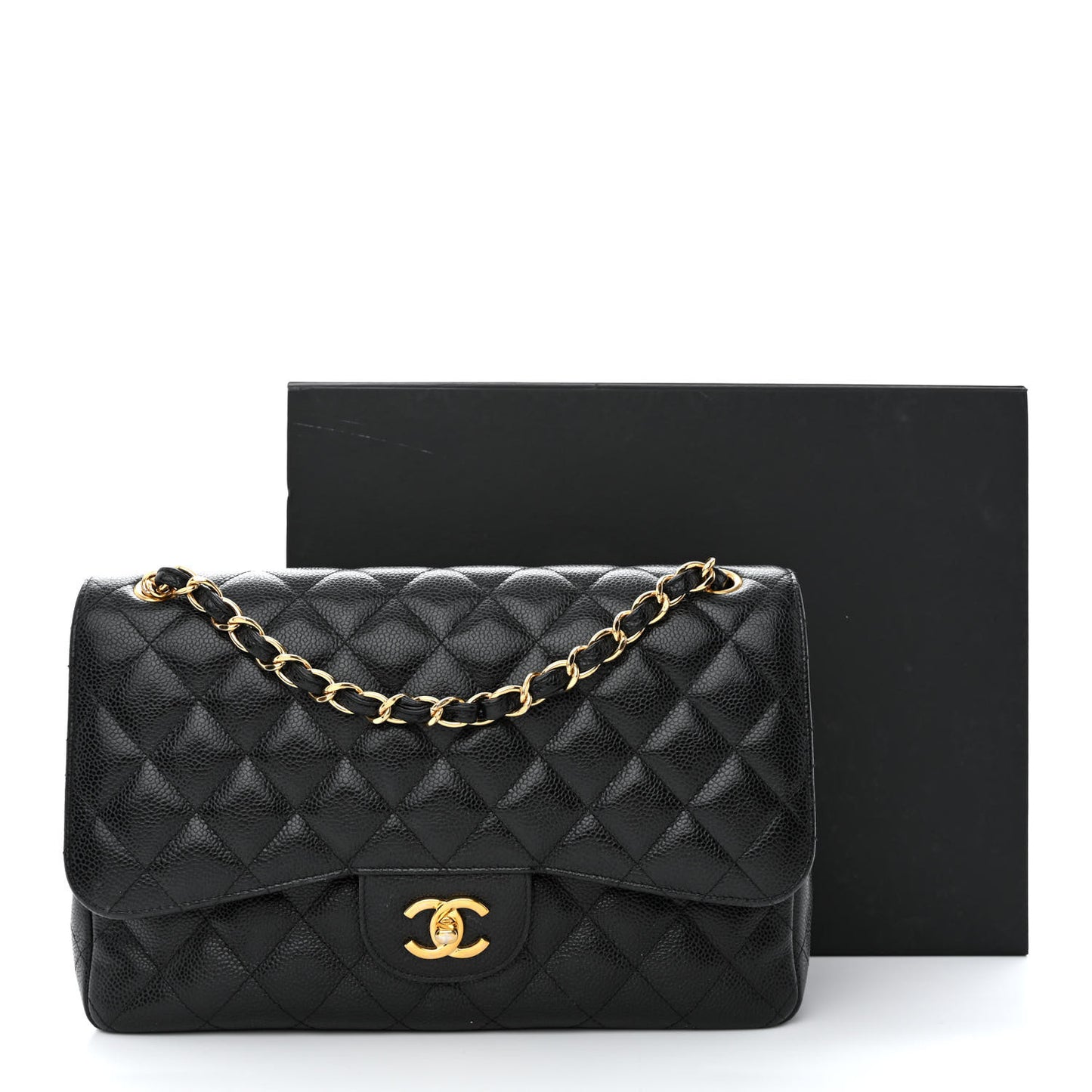 Caviar Quilted Jumbo Double Flap Black