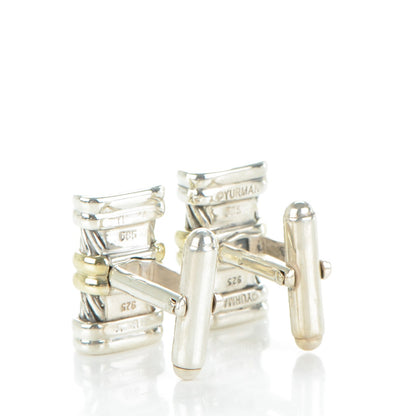 David Yurman Sterling Silver 14K Yellow Gold 20mm Cable Classics Cufflinks 3 of 4