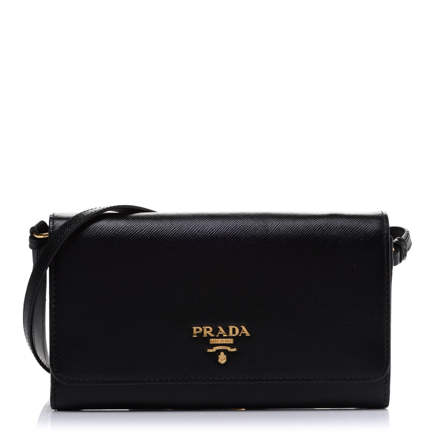 Saffiano Metal Mini Crossbody Wallet Nero Black