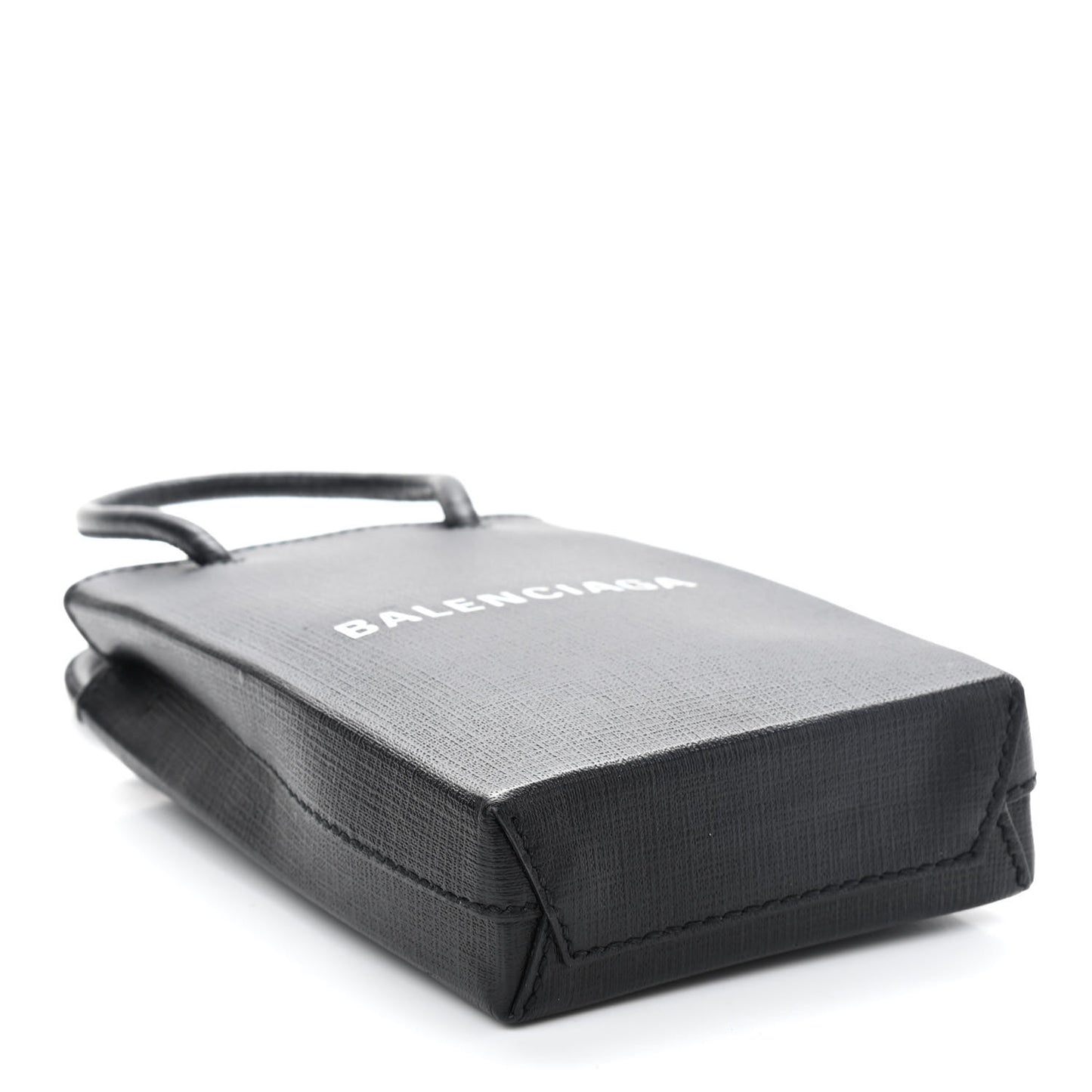 Squared Calfskin Logo Shopping Phone Holder Bag Black