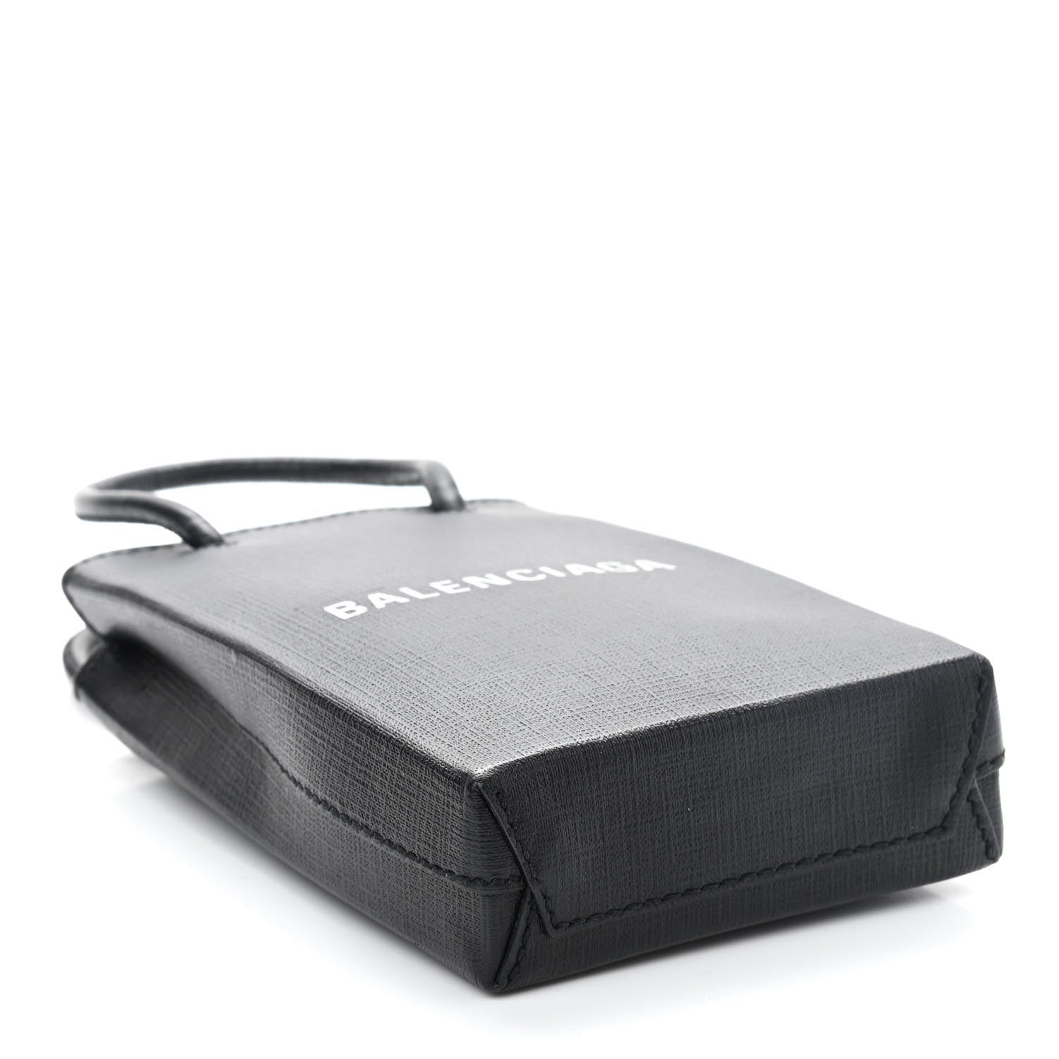 Balenciaga Squared Calfskin Logo Shopping Phone Holder Bag Black 4 of 8