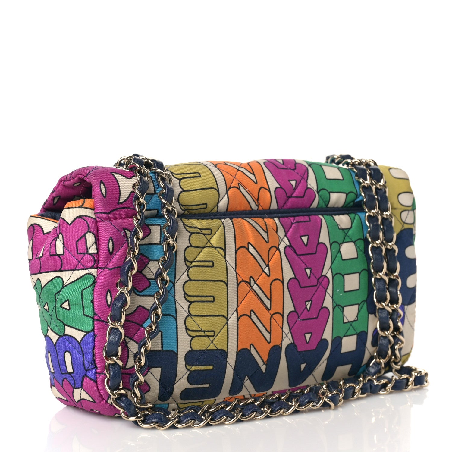 Chanel Printed Fabric Quilted Logo Single Flap Bag Multicolor 2 of 9