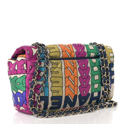 Chanel Printed Fabric Quilted Logo Single Flap Bag Multicolor 2 of 9