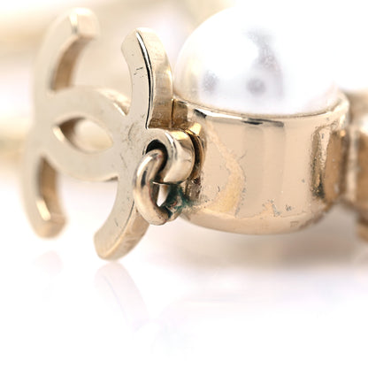 Chanel Pearl Crystal CC Teardrop Braided Necklace Gold 5 of 6