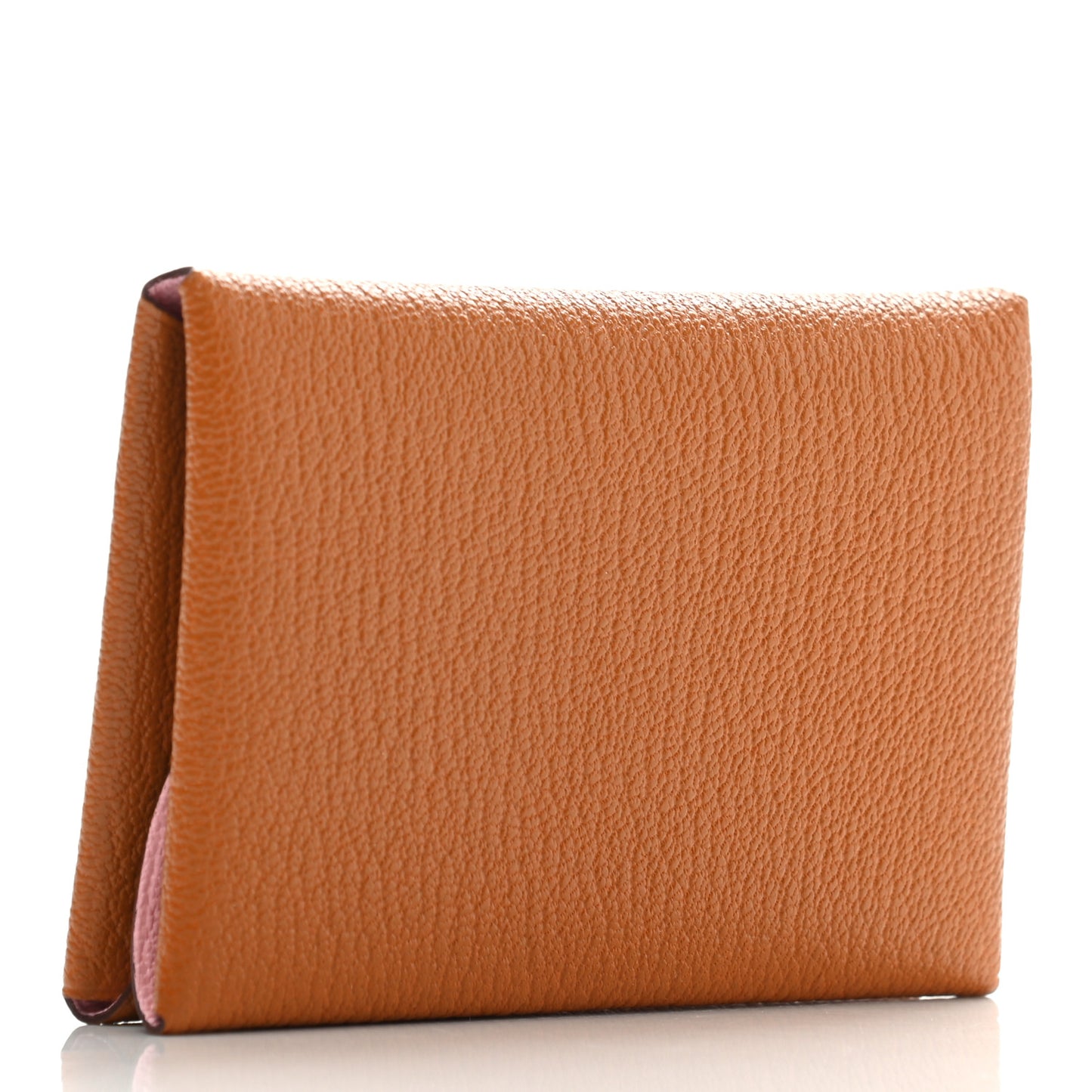 Chevre Mysore Verso Calvi Duo Card Case Caramel Rose Sakura