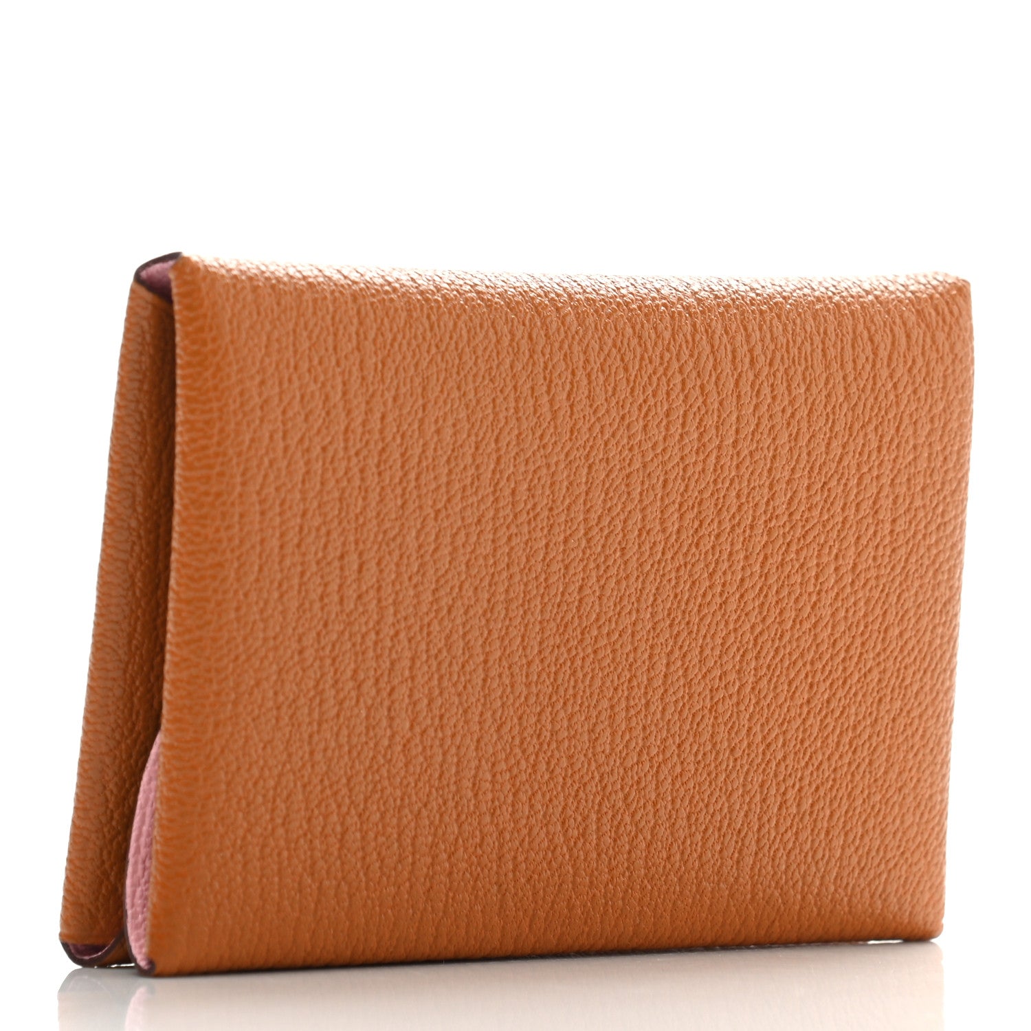 Hermes Chevre Mysore Verso Calvi Duo Card Case Caramel Rose Sakura 3 of 7