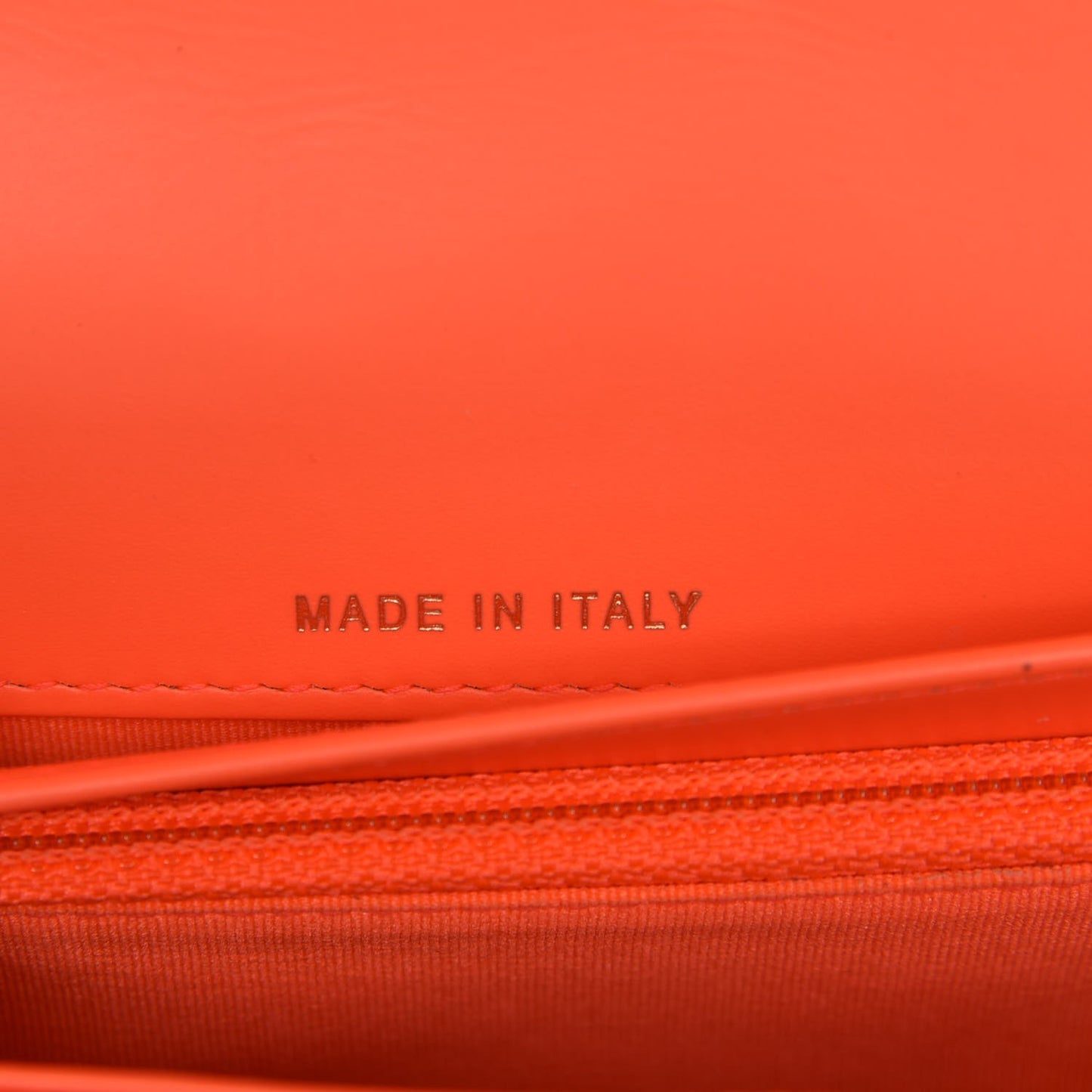 Patent Calfskin Quilted Boy Wallet on Removable Chain Orange