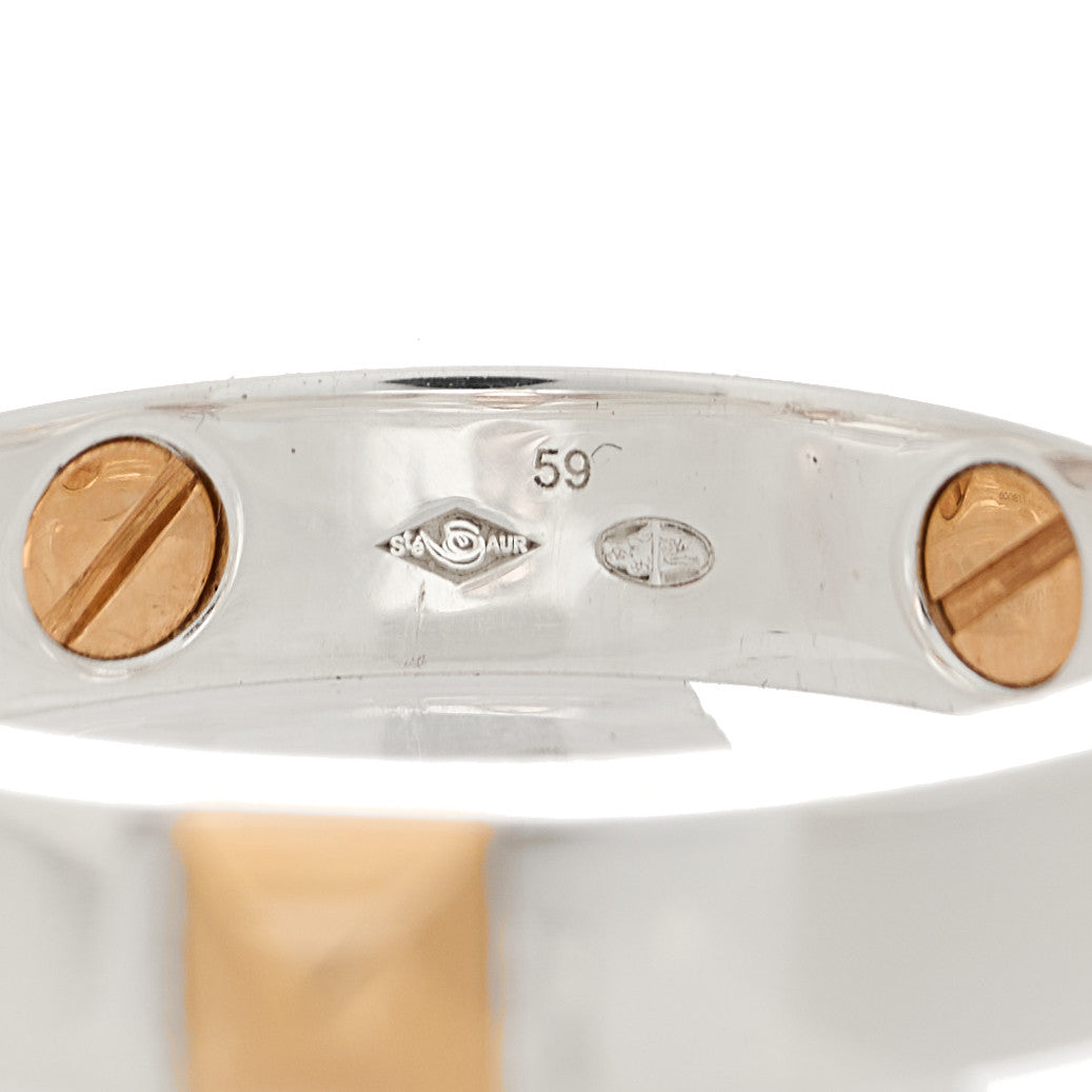 Hermes Sterling Silver 18K Rose Gold Clou d' H Ring 59 8.75 5 of 7