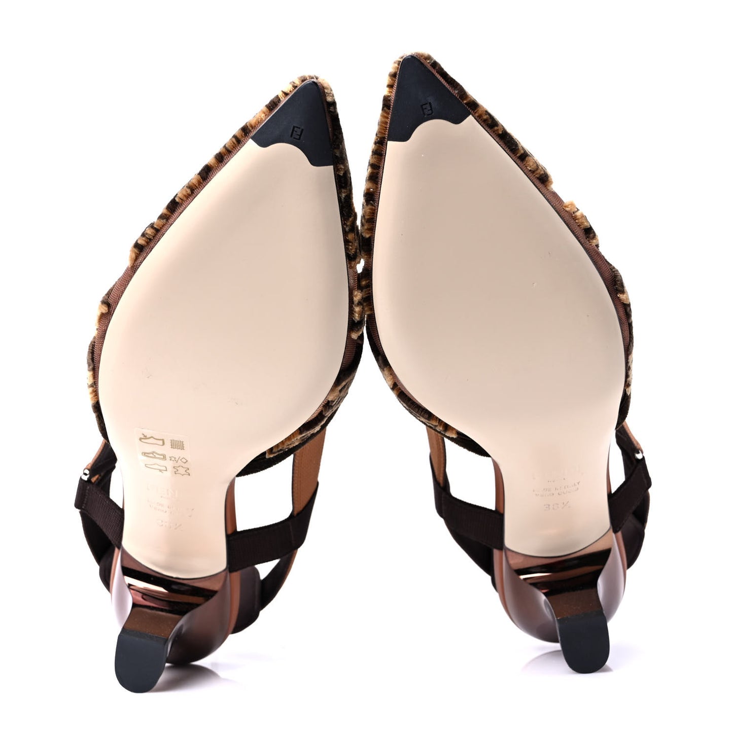 Mesh Velvet Karligraphy Colibri 55mm Slingback Pumps 38.5 Nocciola