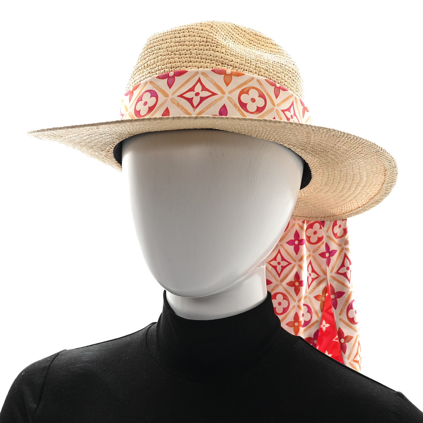 Raffia Monogram Tiles By The Pool Panama Hat Coral