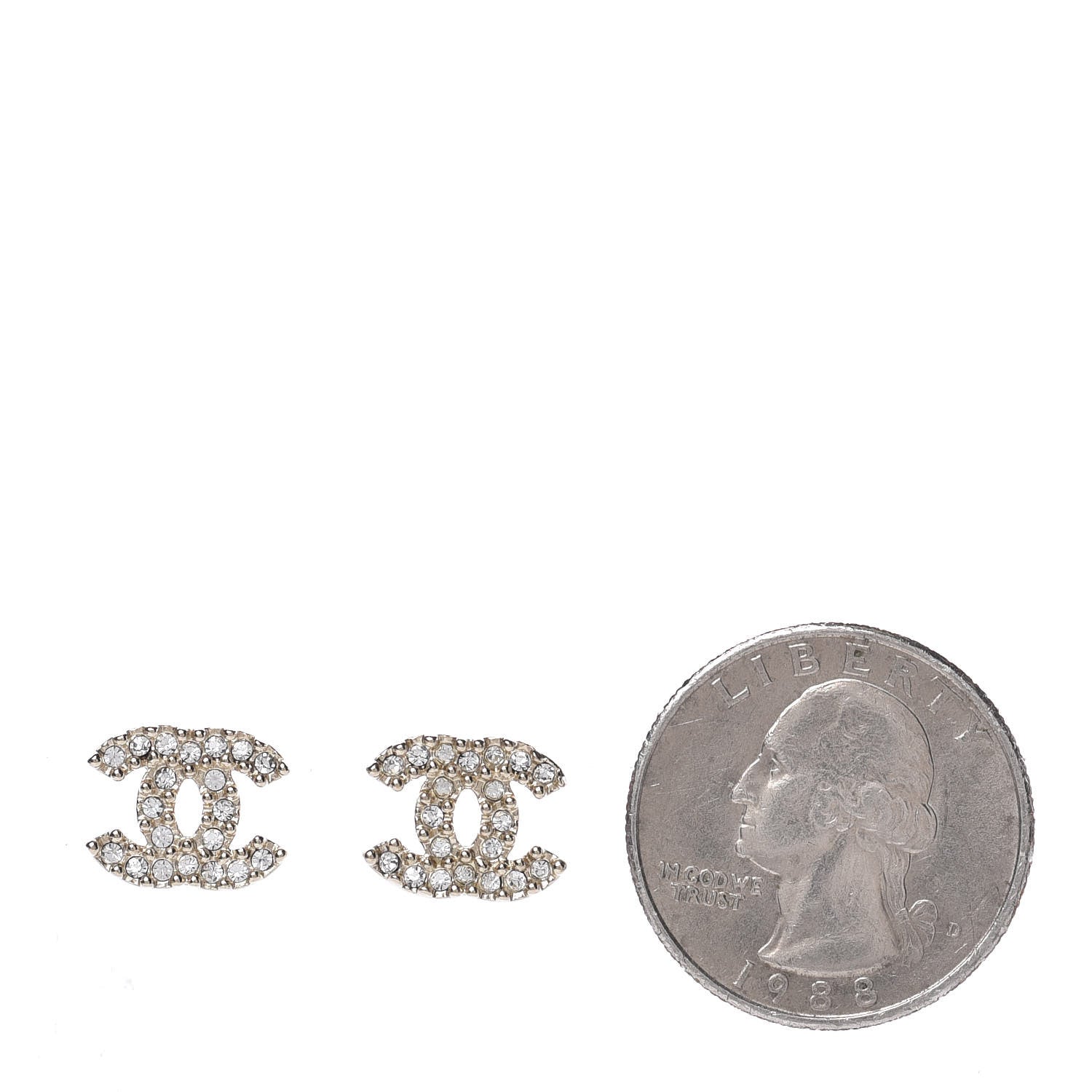 Chanel Crystal CC Earrings Gold 2 of 5